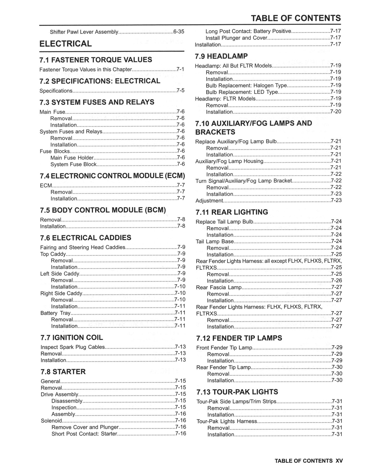 HARLEY-DAVIDSON 2016-2018 Touring Service Manual – BOUND – COVERS – XL FOLDOUTS
