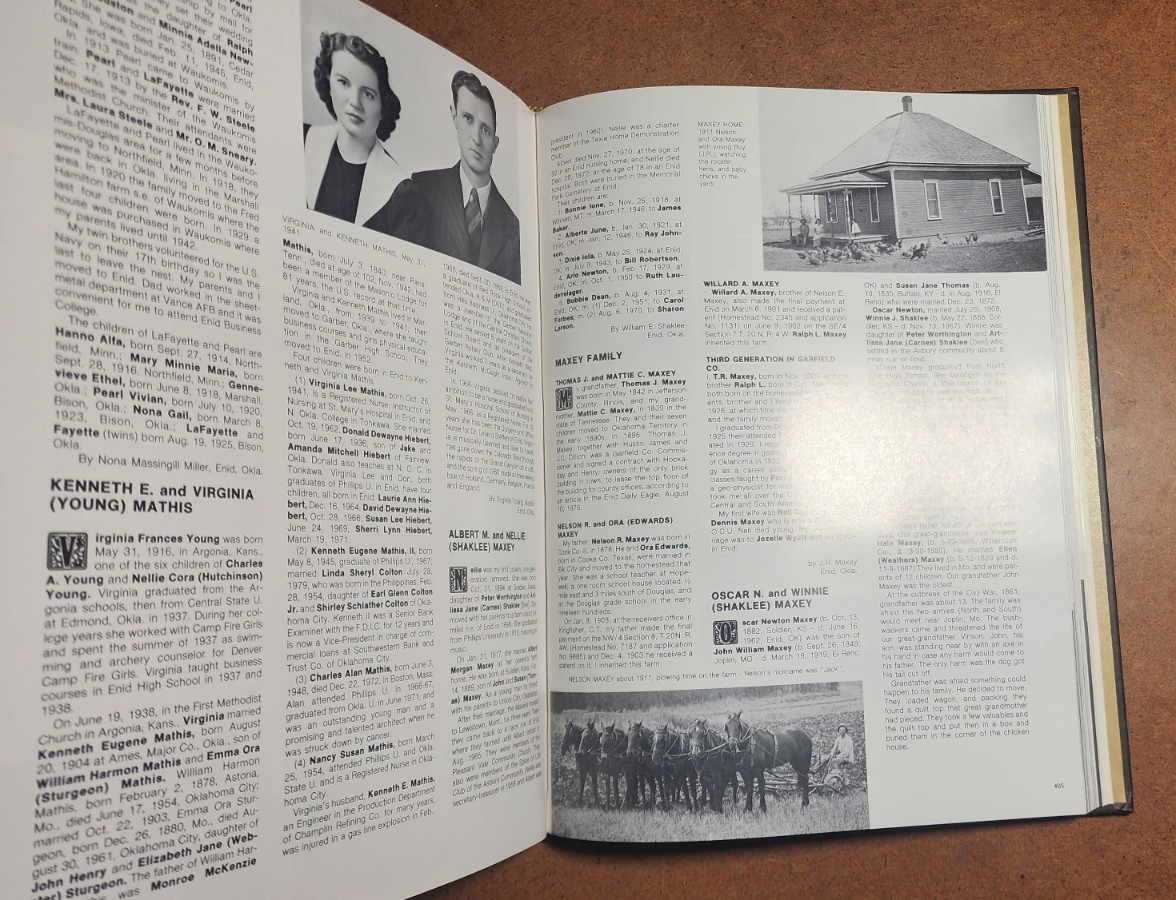 GARFIELD COUNTY OKLAHOMA 1907-1982 VOL. I 512 PAGES! LOTS OLD PHOTOS