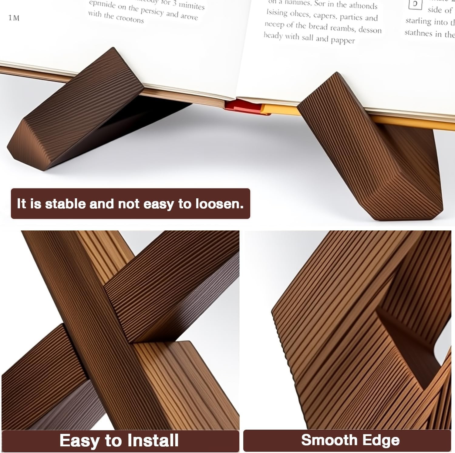 Wooden Cook Book Stand Plate Stand 6.5 In Book Stand Kitchen Counter Bible Stand