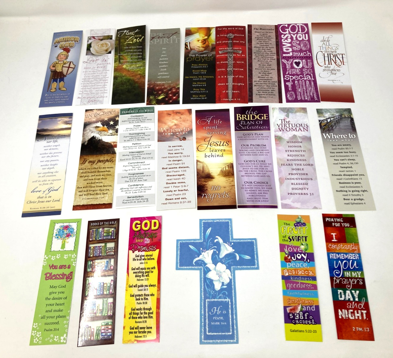23 Religious Bookmarks Lot Christian Bible Verse Inspirational Assorted Set