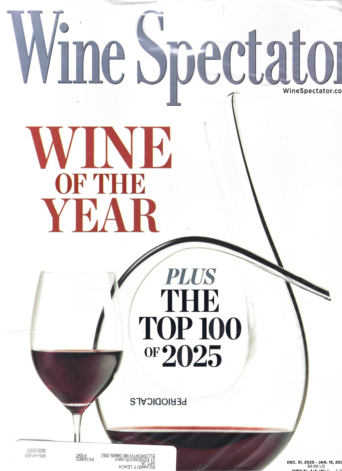 NEW Wine Spectator Magazine December 31 2025 – January 15 2026 Wine of the Year