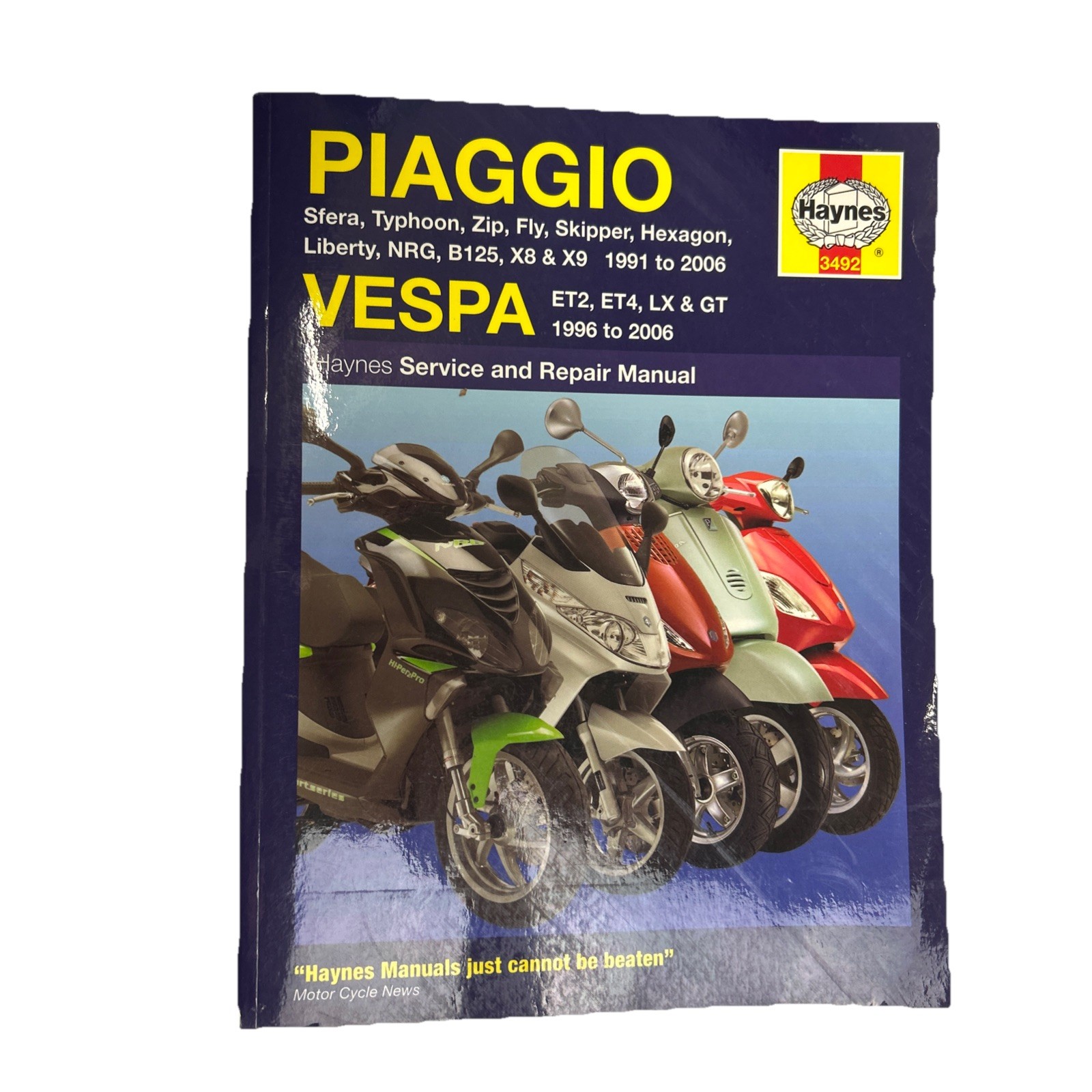 Haynes Service & Repair Manual Piaggio Vespa: Sfera, Typhoon, Zip, Fly, Skipper,