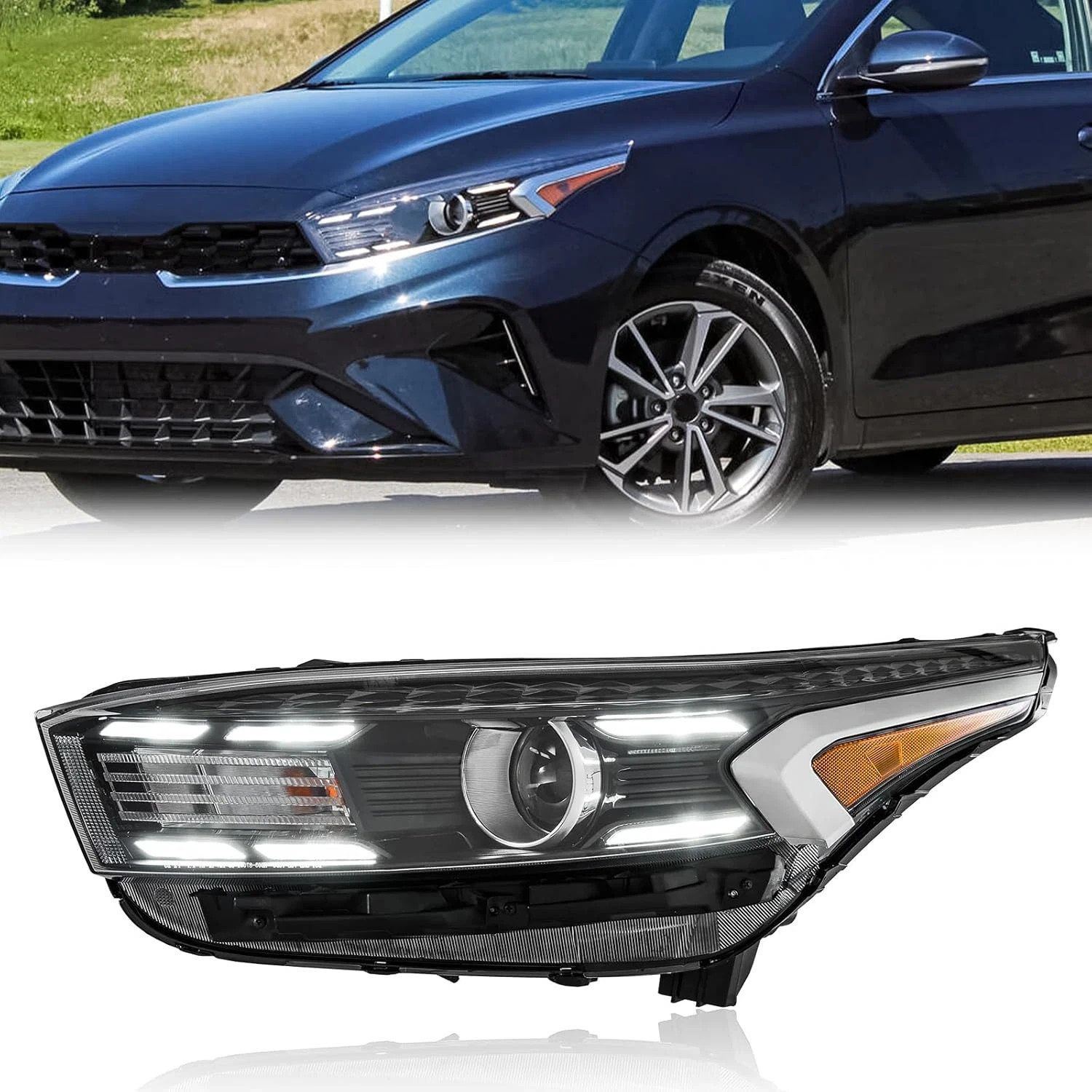 Headlight Assembly Compatible with 2022 2023 2024 Kia Forte GT Gt-Line 92101-M76