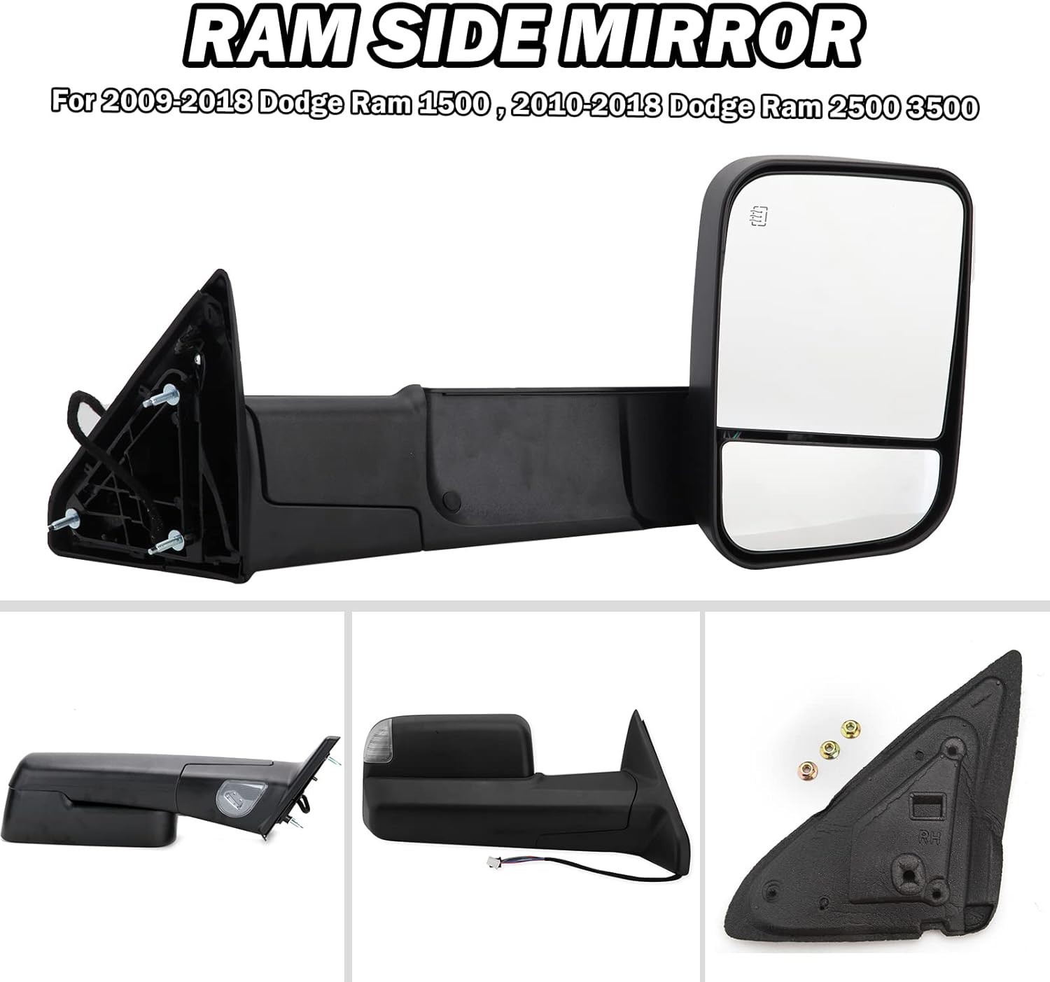Passenger Side Mirror Compatible with 2009-2018 Dodge Ram 1500,2010-2018 Dodge R
