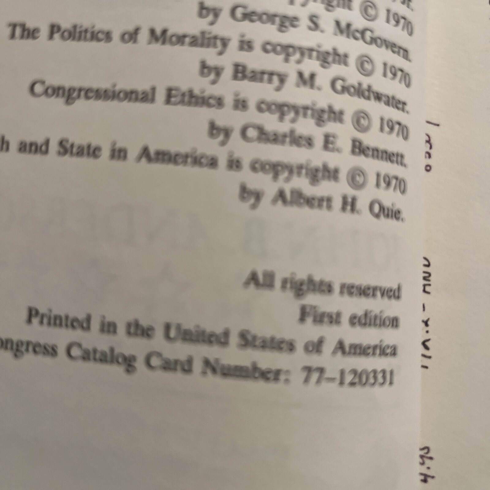 Congress and Conscience by John Anderson-HCDJ-1st Edition