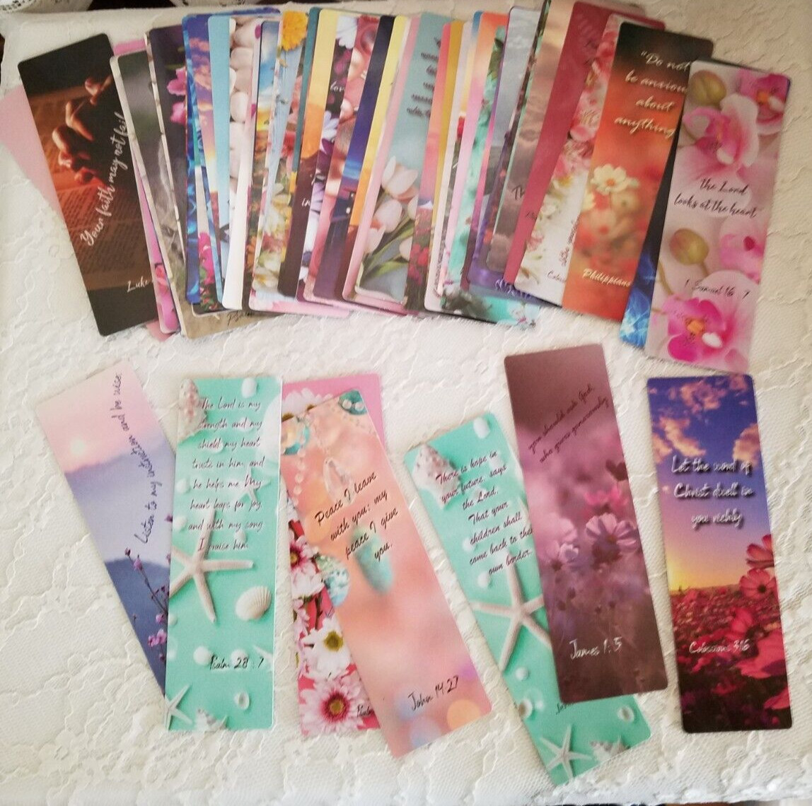 BEAUTIFUL 60 Ct LOT Bible Verse Bookmarks BOOK MARKERS Christian Inspirational