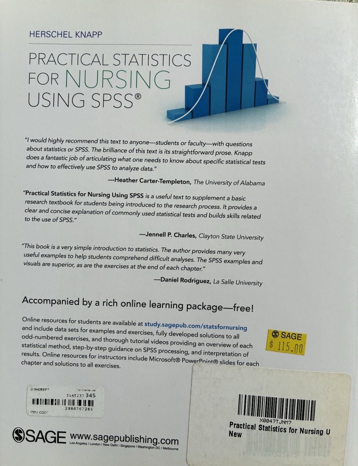 SAGE Practical Statistics for Nursing Using SPSS Textbook Herschel Knapp
