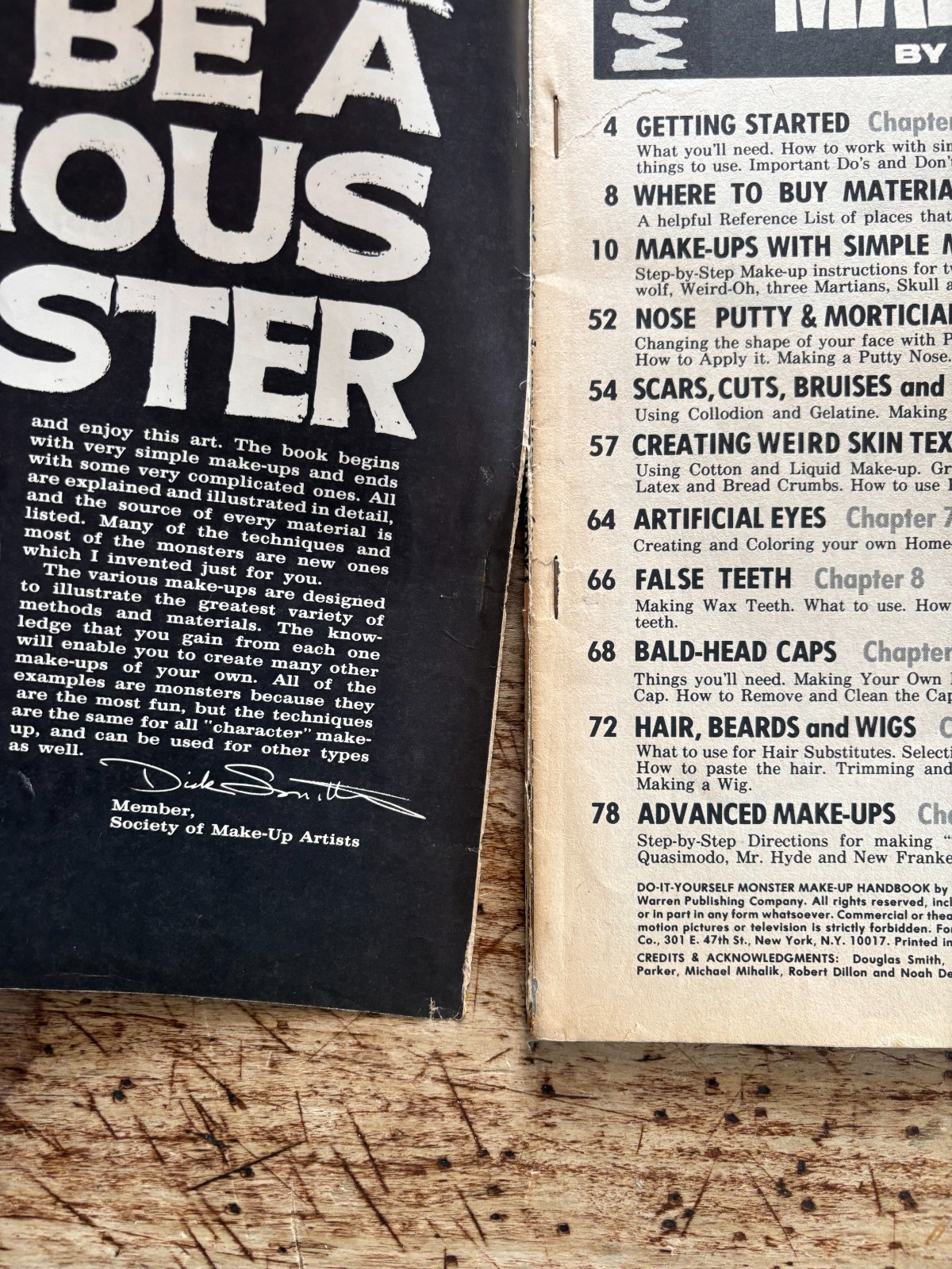 DO-IT-YOURSELF MONSTER MAKE-UP HANDBOOK Warren 1965/Dick Smith/Horror/SFX