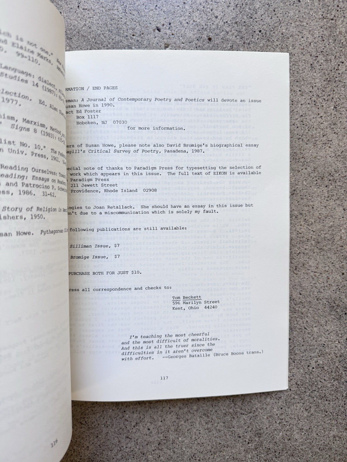 The Difficulties Vol 1.2 & 3.2 Susan Howe Issue | Language Poetry 1981/1989