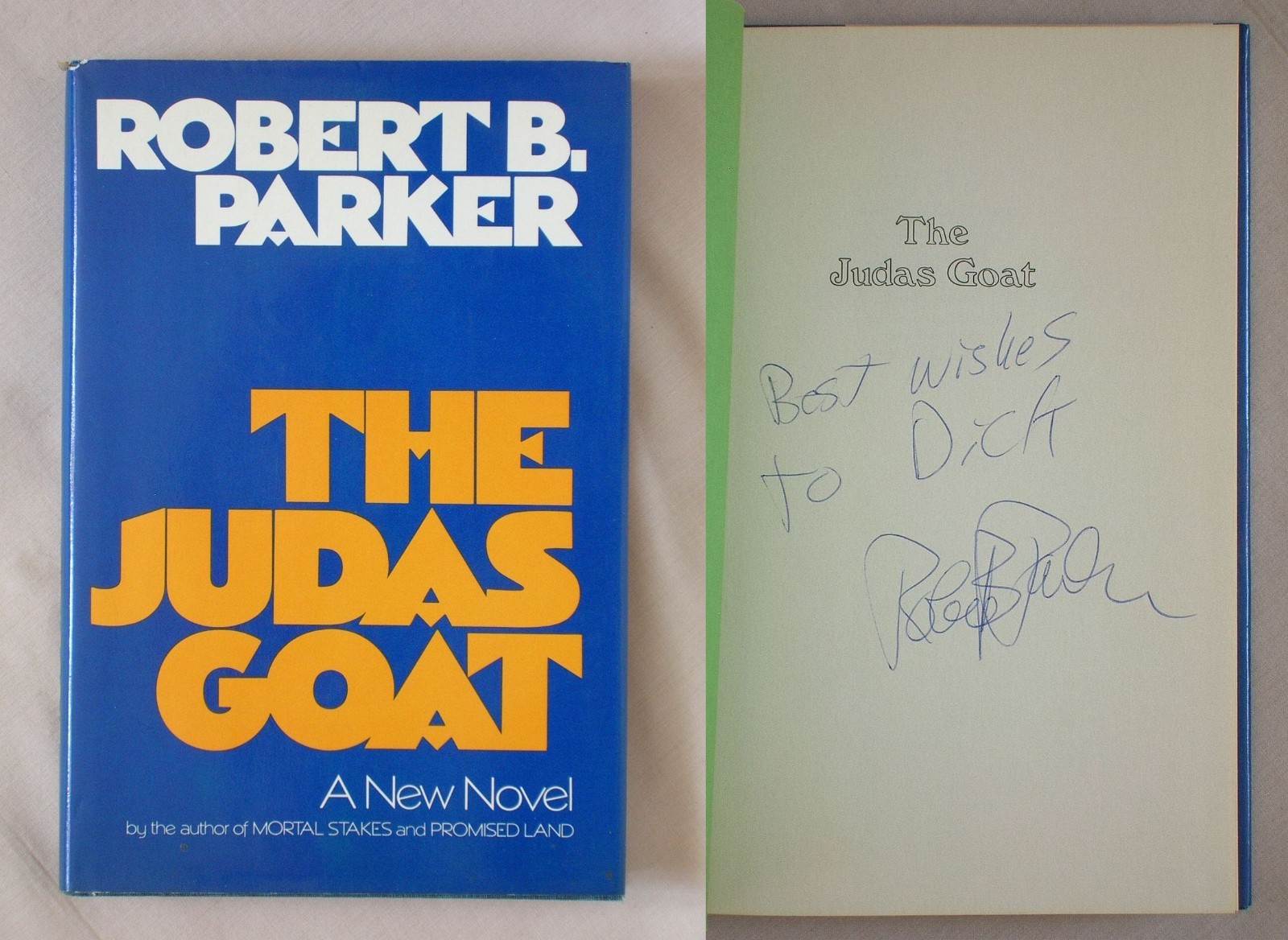 Signed 1st Ed JUDAS GOAT Robert Parker 1978 HC/DJ SPENSER BOOK