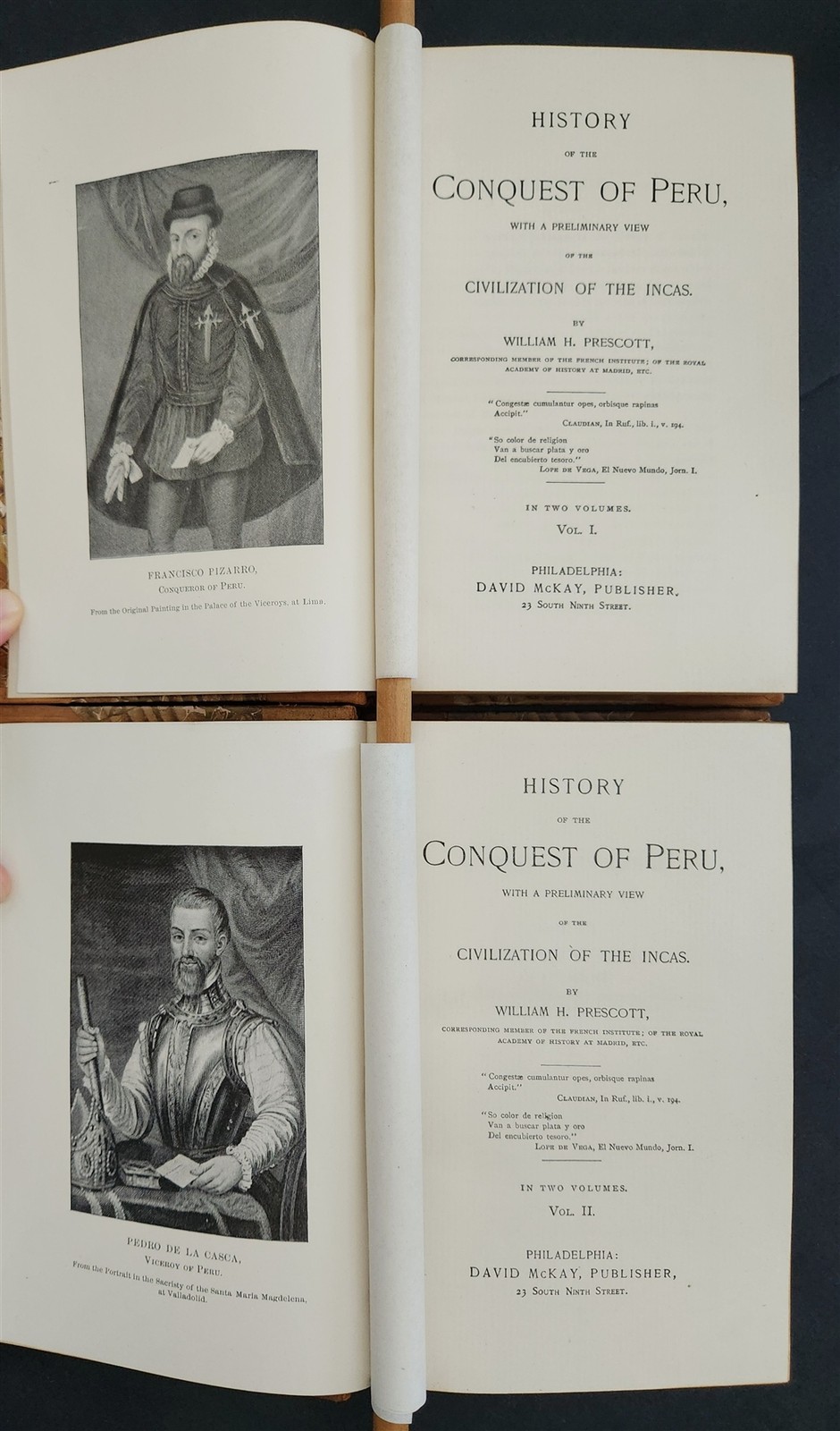 c1890 antique HISTORY of the CONQUEST of PERU WH Prescott 2 Volumes Illustrated