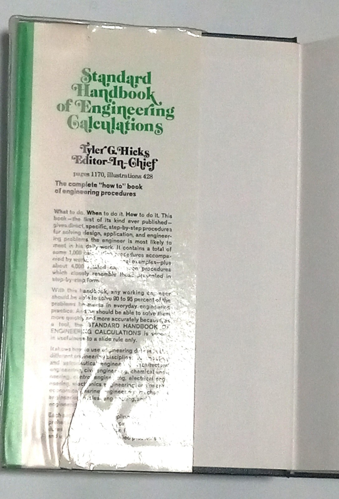 Vintage Standard Handbook Of Engineering Calculations Hicks McGraw Hill HC Ref