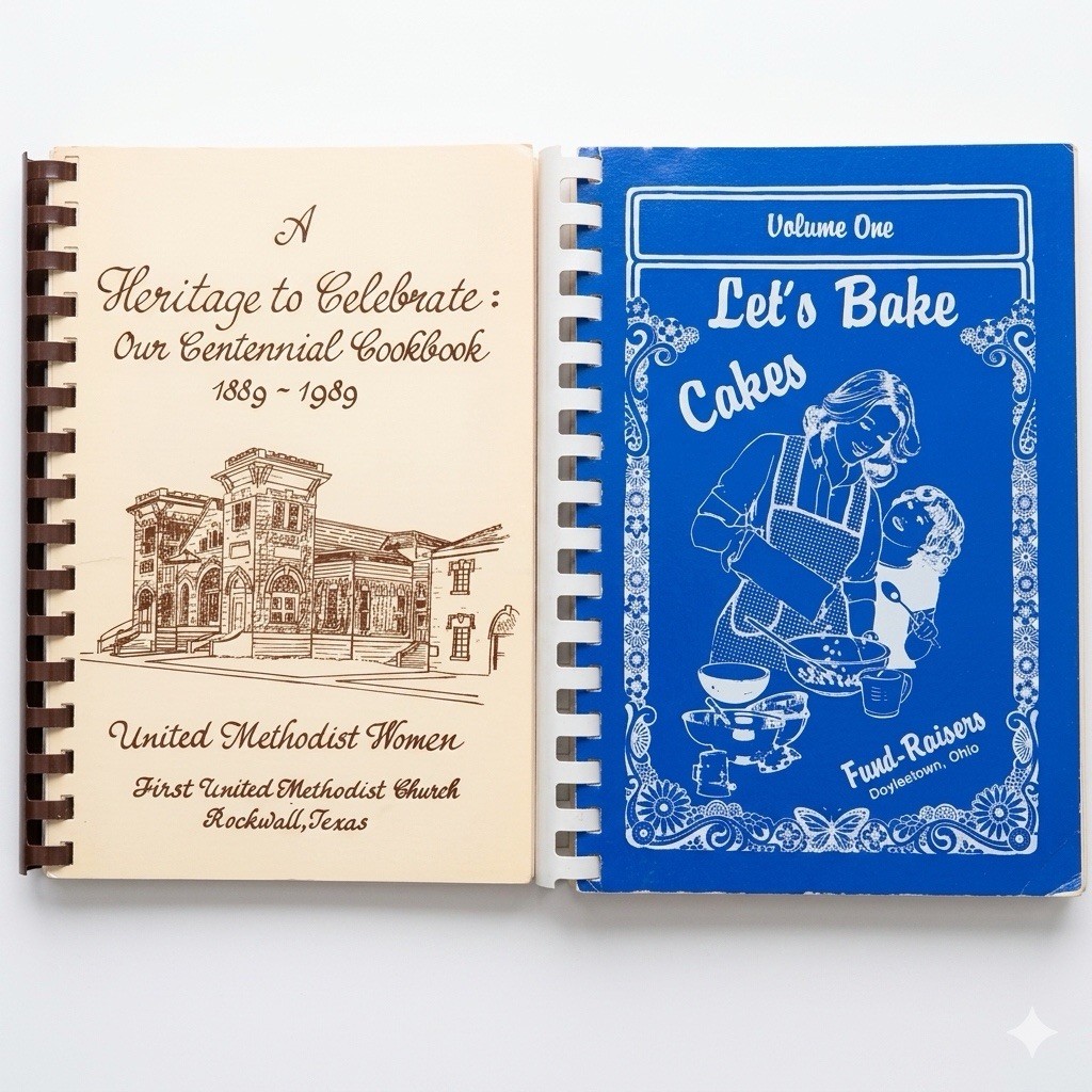 Vintage 1980s Community Cookbook Baking Cakes Heritage Centennial Lot of 2 Retro