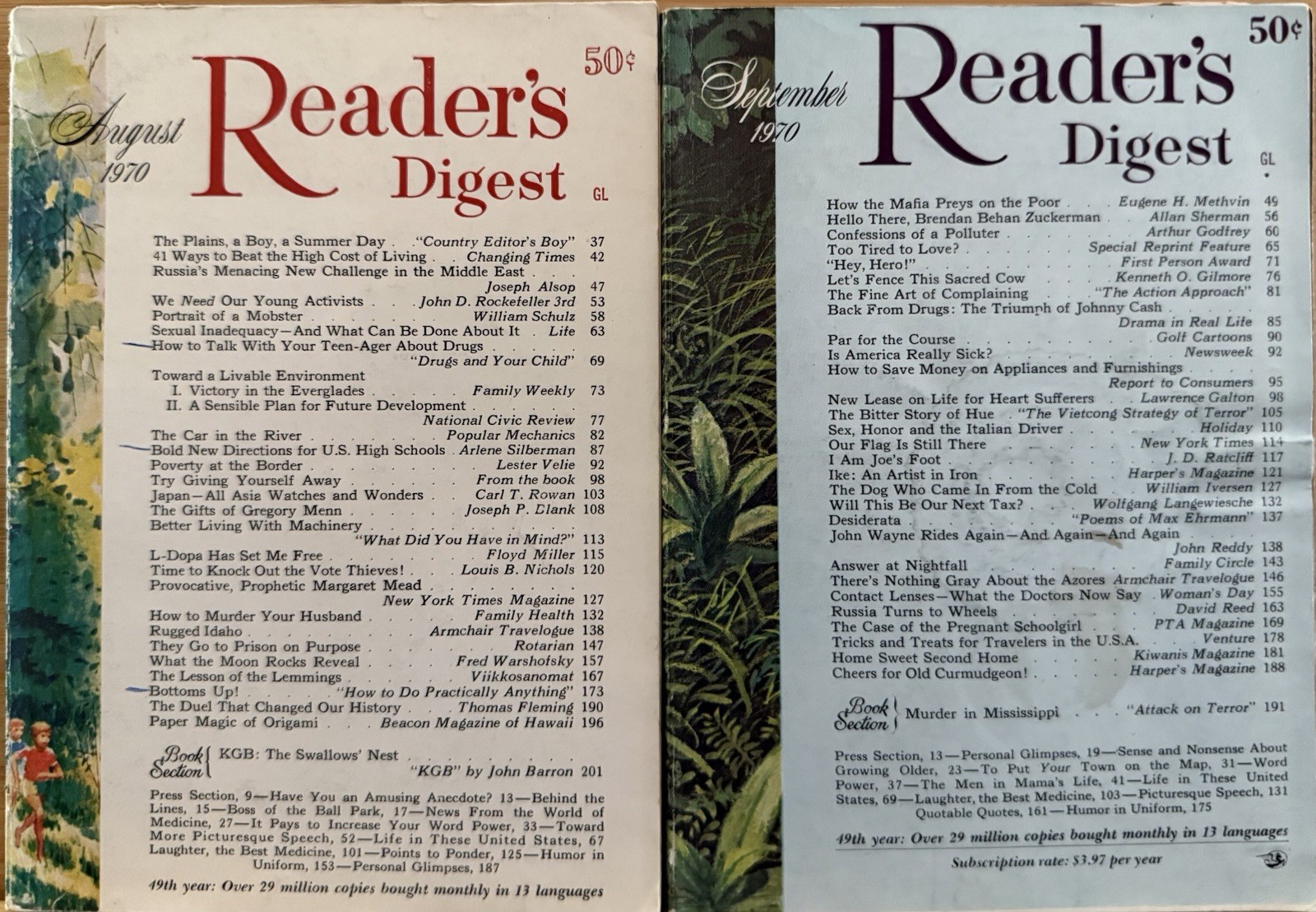 1970 August September READER&rsquo;S DIGEST MAGAZINE Vintage Retro Timeless Shorts