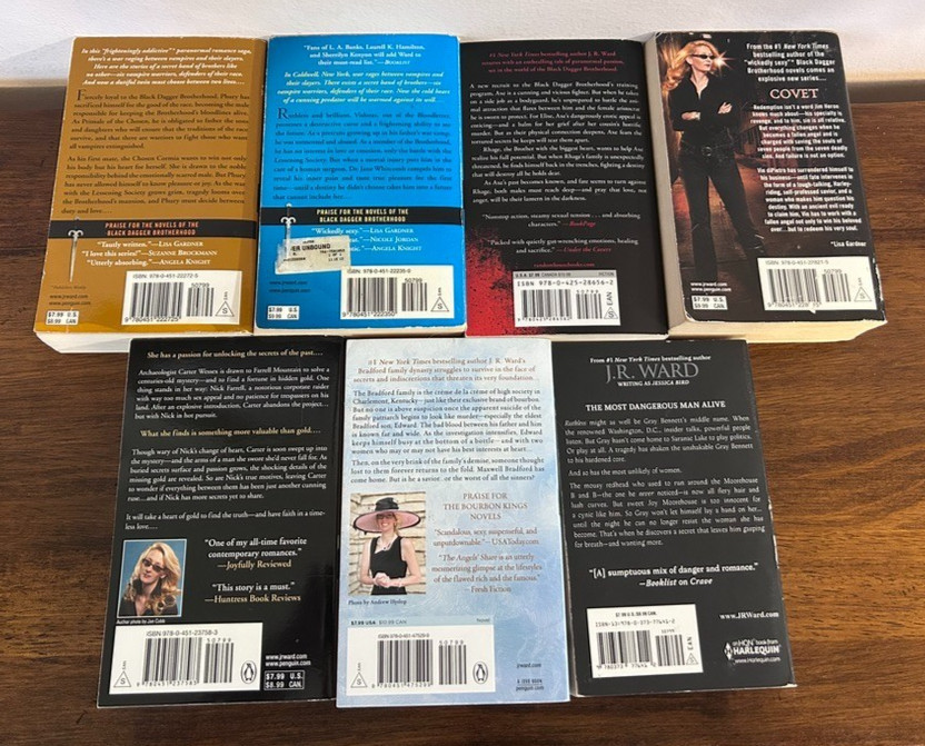 Lot of 7 JR WARD Romance Books – Black Dagger Brotherhood-COVET-Bourbon Kings
