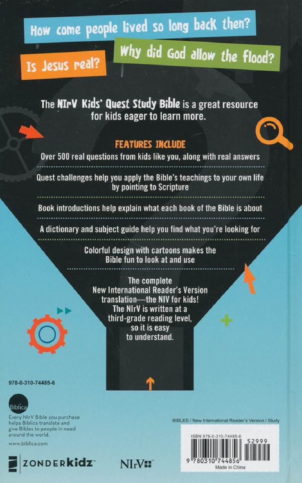 NIrV Kids&rsquo; Quest Study Bible Answers to 500 Questions BRAND NEW in Shrink Wrap!!