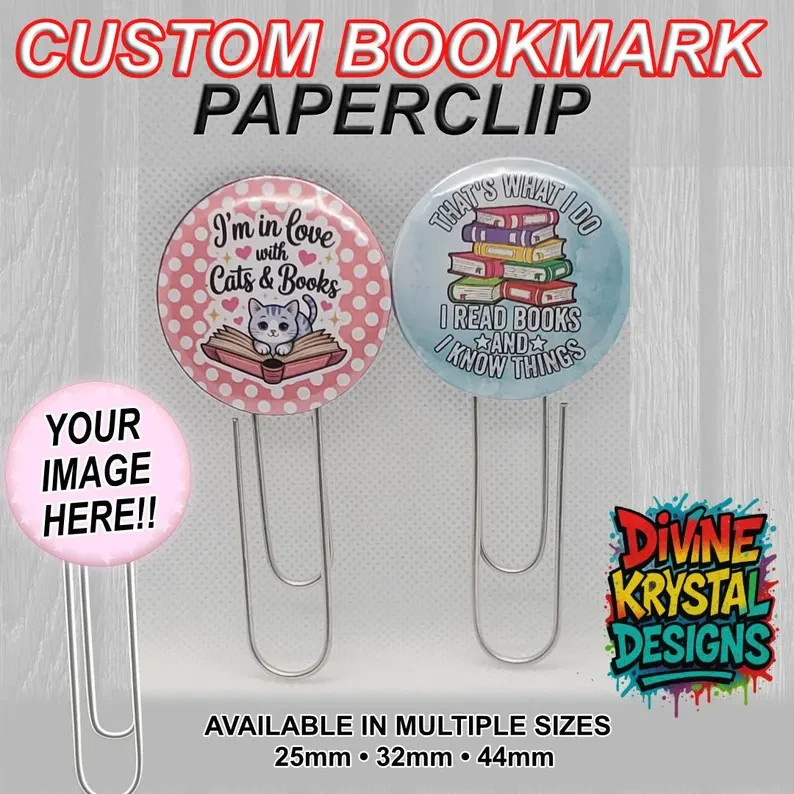 Custom Button Bookmark | Planner Paperclip Bookmark 25mm, 32mm, 44mm