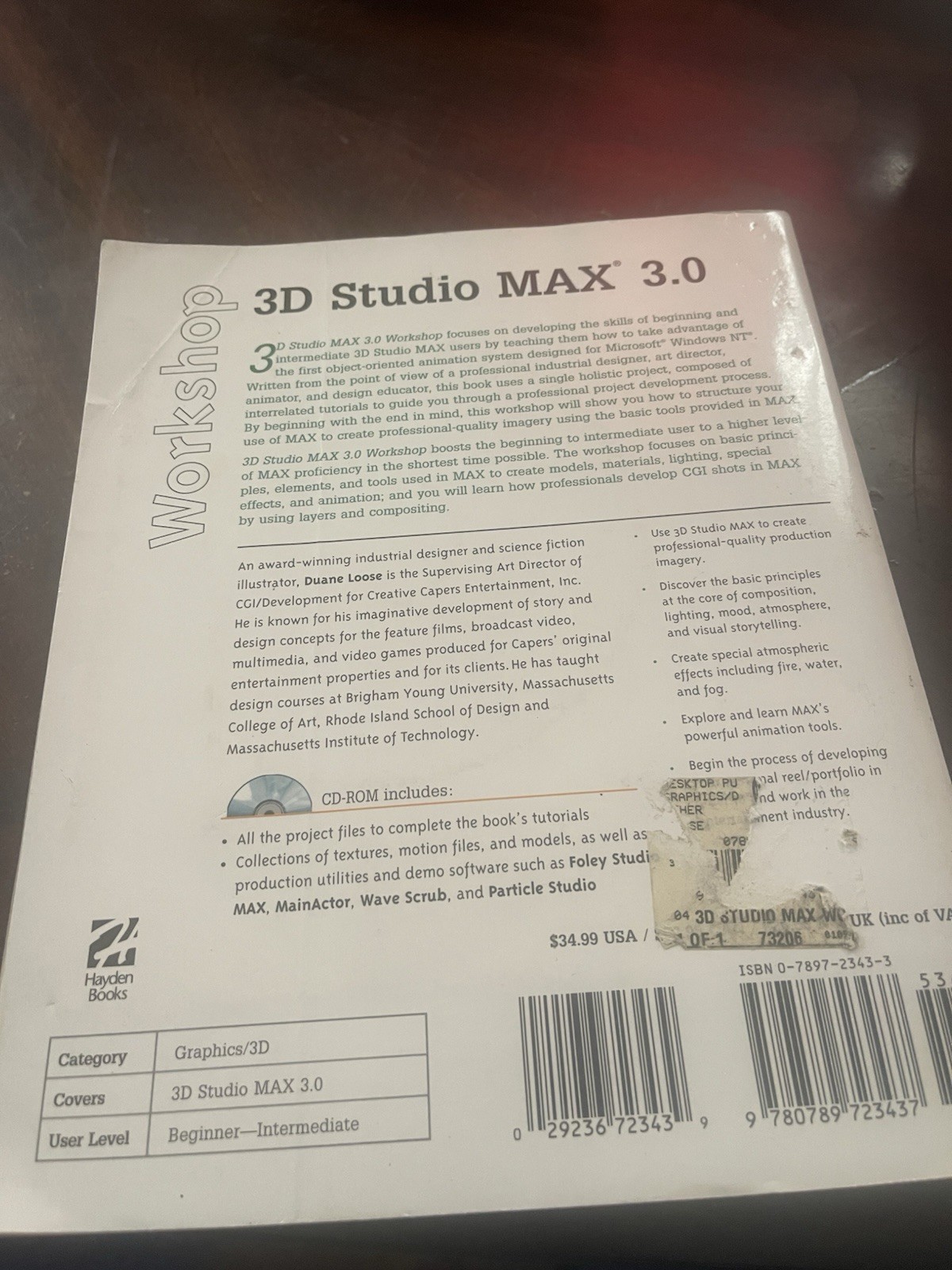 3D STUDIO MAX 3.0 WORKSHOP By Duane Loose **BRAND NEW**