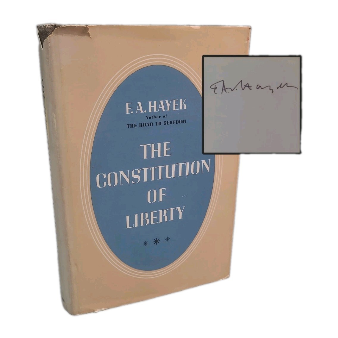 F A Hayek Constitution of Liberty SIGNED 1961 3rd Impression Hardcover DJ Nobel