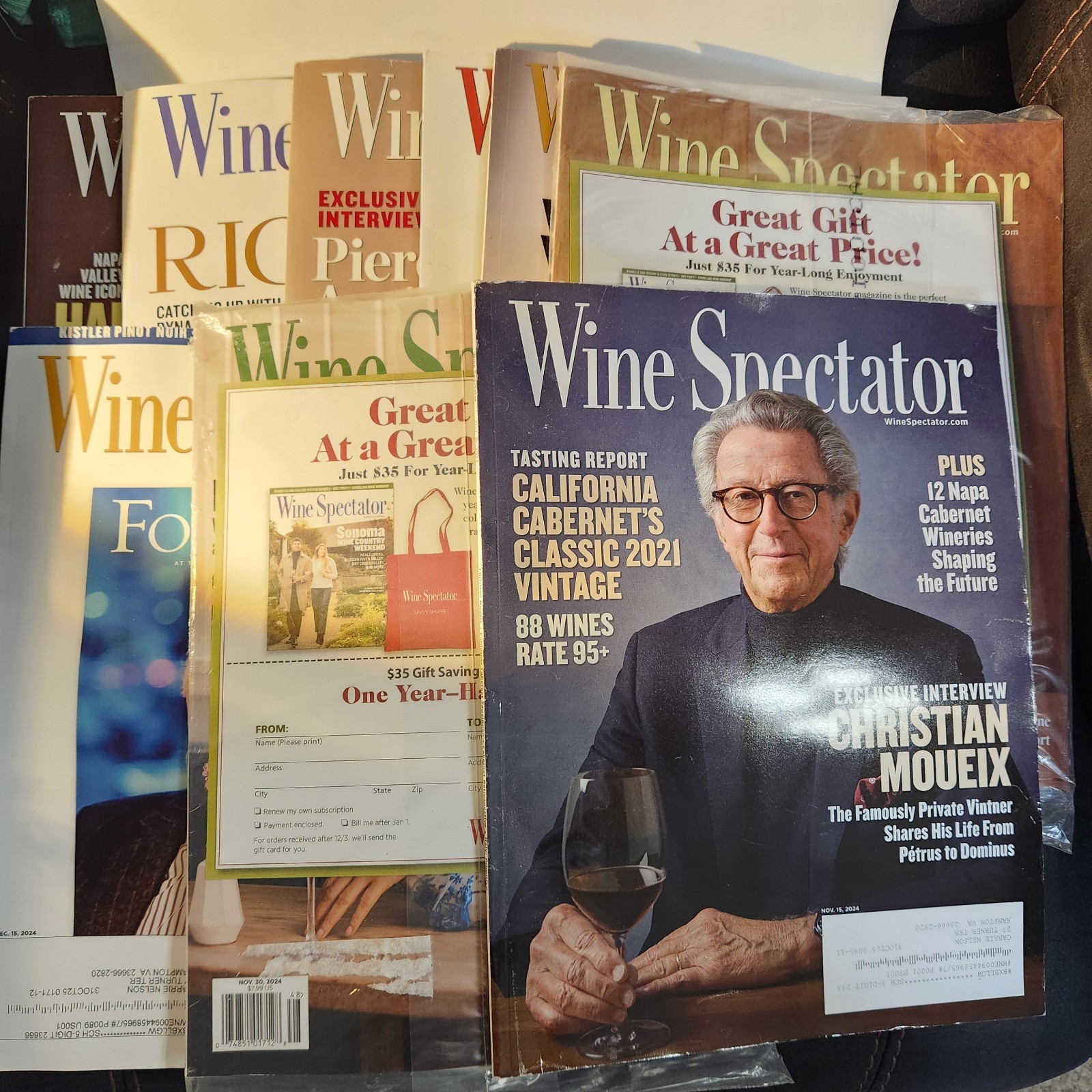 WINE SPECTATOR MAGAZINE (9 Issues) Nov 15, 2024 Thru June 30, 2025 NEW/Unread