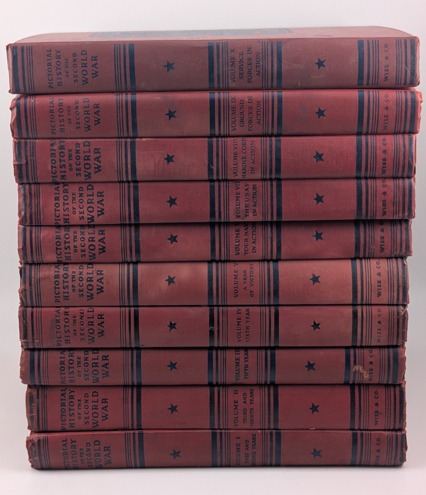 VINTAGE 1940&rsquo;s Pictorial History of the Second World War Vol. 1-10 Complete Set