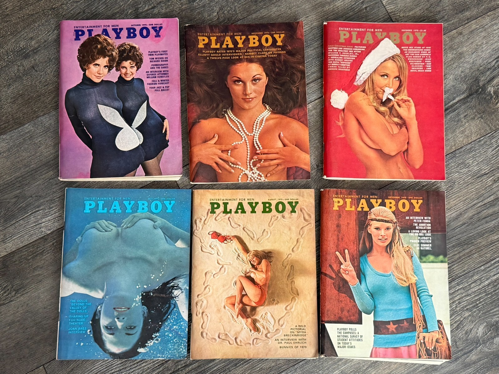 PLAYBOY MAGAZINE 1970 6pc Lot Hot Girl Sexy Babe Blonde Brunette Lingerie