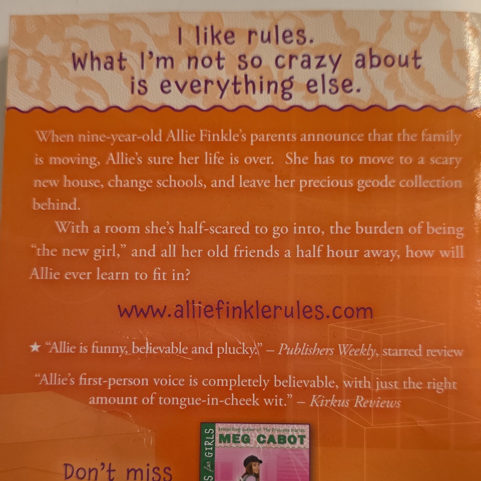 Meg Cabot Allie Finkle&rsquo;s Rules for Girls: Moving Day Paperback, Ages 9-12