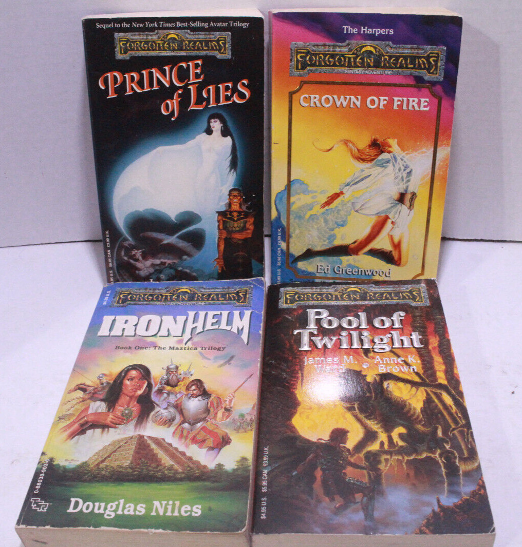 Forgotten Realms PB Lot Of 4 Books Pools of Twilight Lies Fire Iron Helm TSR D&D