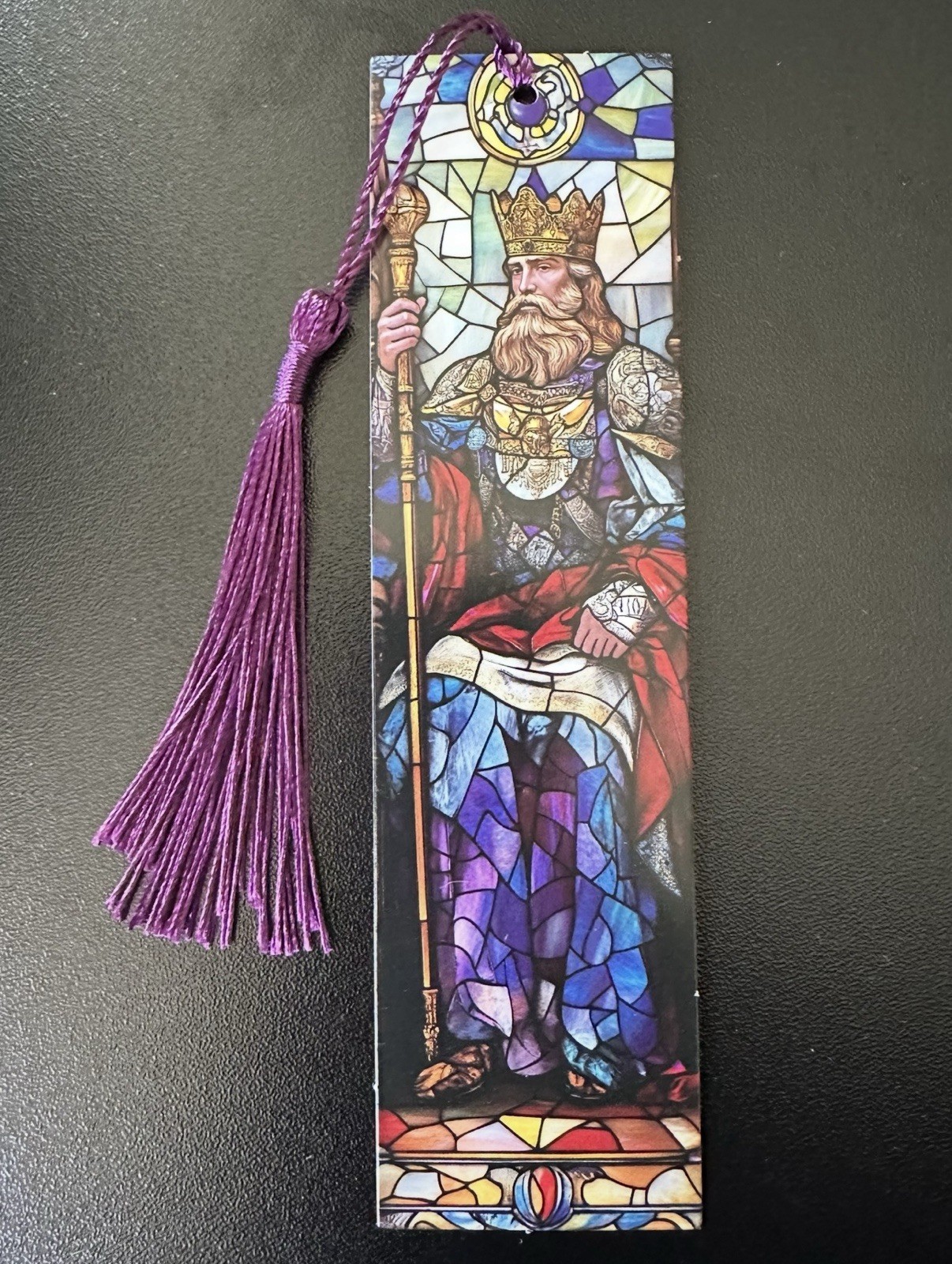 Paper Bookmark with Tassel 1.6 X 5.9 in. Stained Glass Tarot | King Of Wands