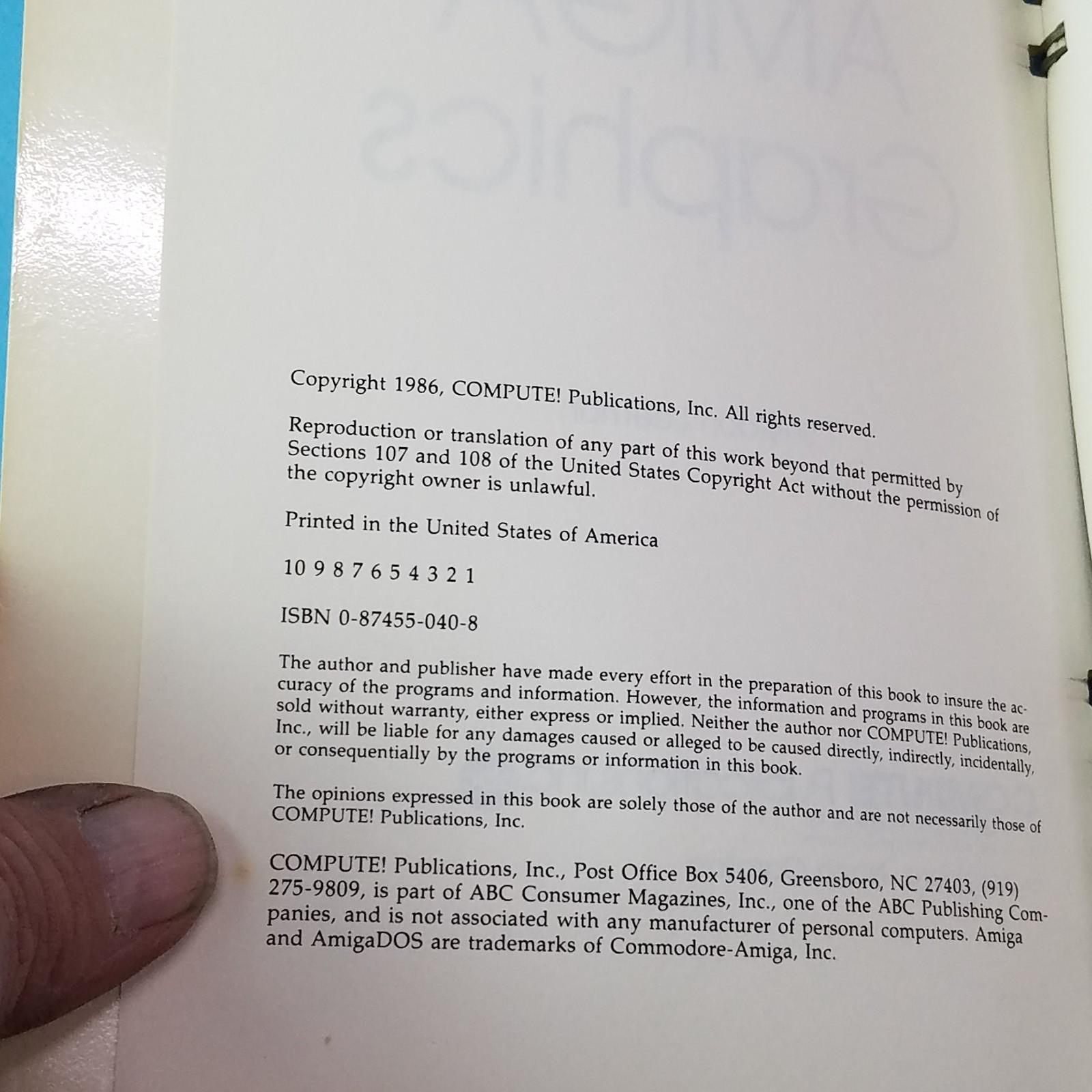 COMPUTE!&rsquo;S Inside AMIGA Graphics – 300 Pages