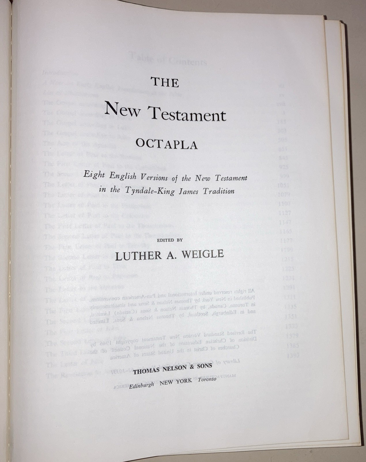New Testament Octapla 8 English Vers of New Testament in Tyndale KJV 1946