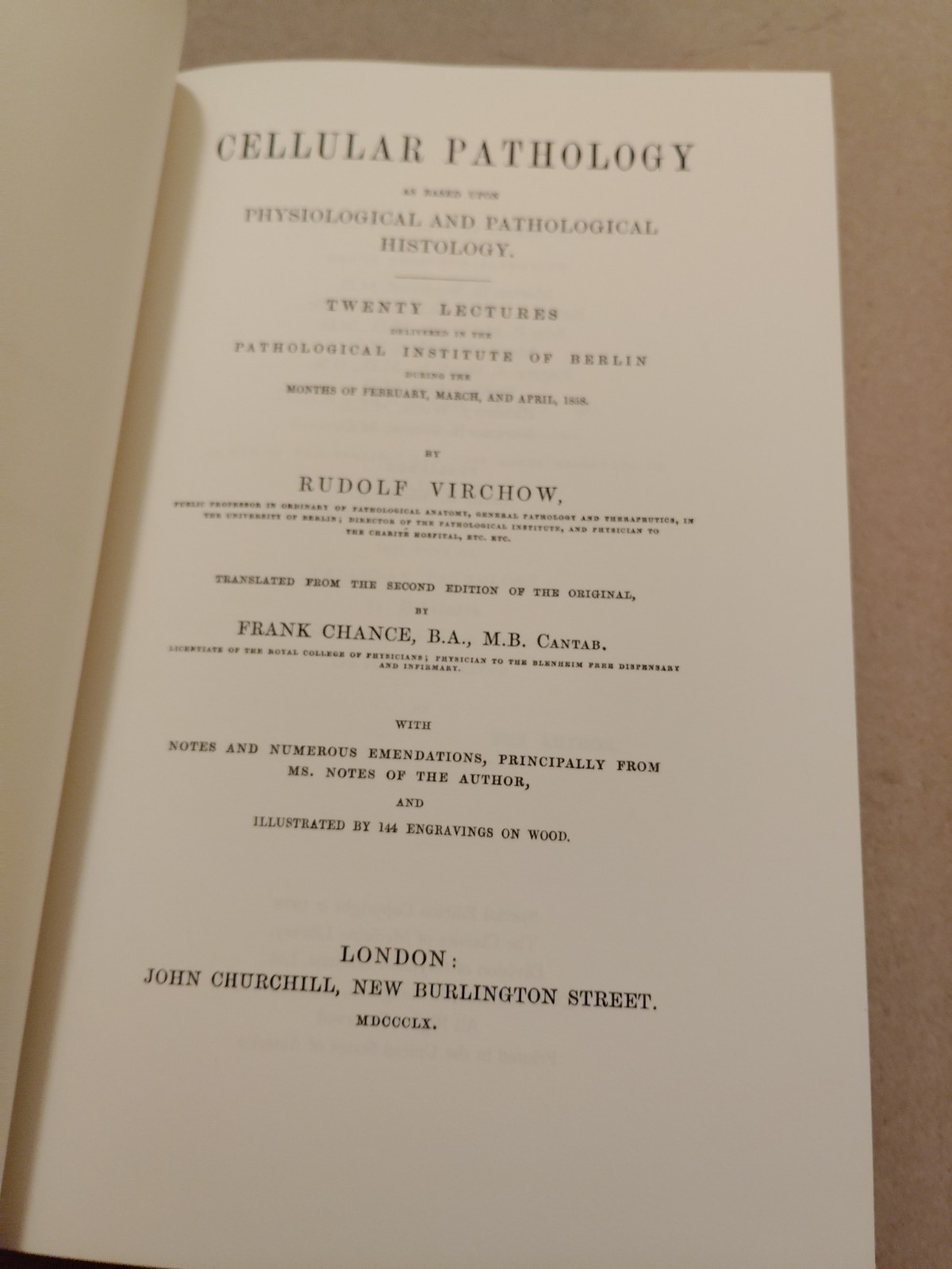 The Classics of Medicine Library – Cellular Pathology Rudolph Virchow Leather