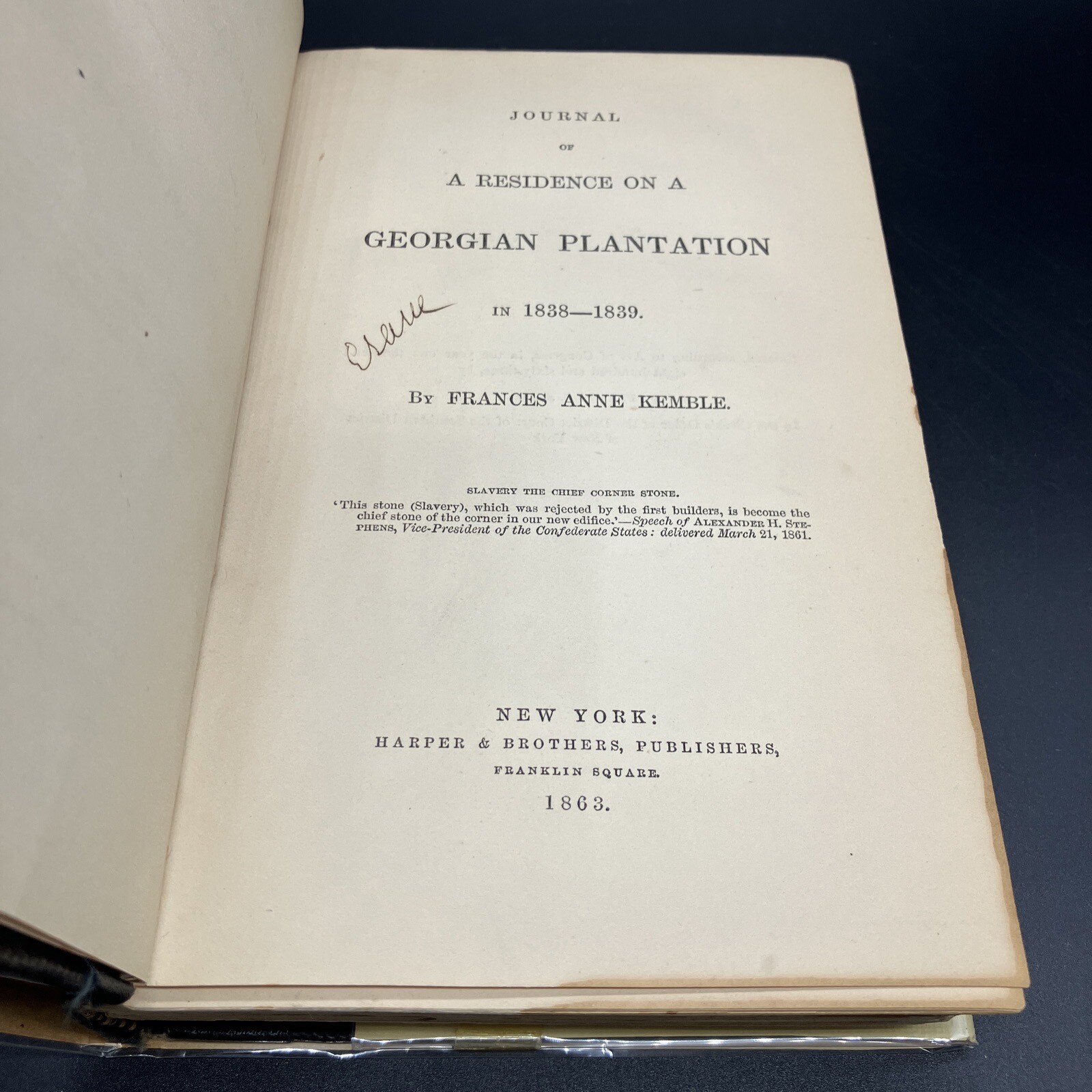 Journal of a Residence On a Georgian Plantation In 1838-39 1st Ed 1863 Slavery