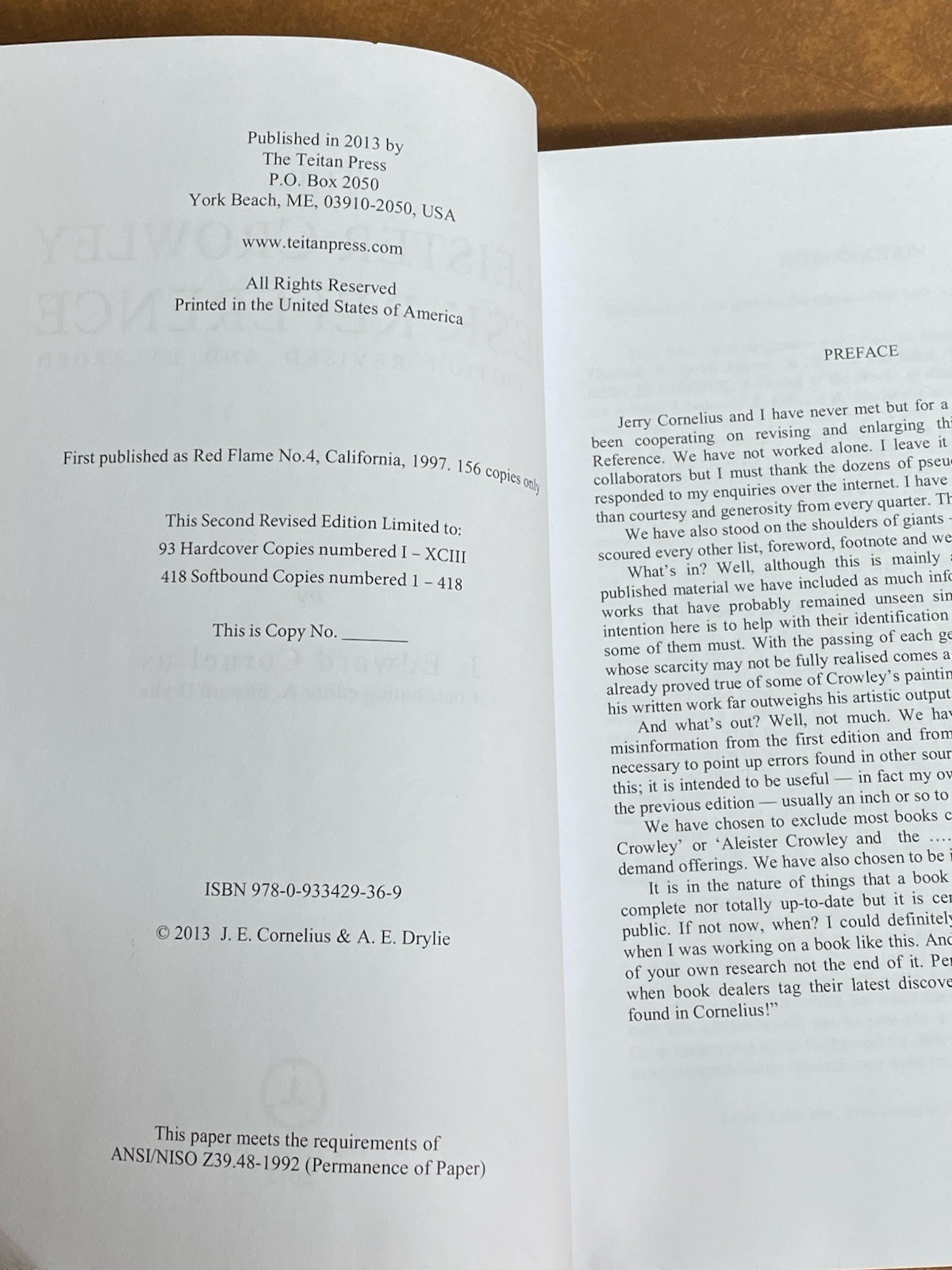 The Aleister Crowley Desk Reference J. Edward Cornelius RARE PB 2nd Edition /418