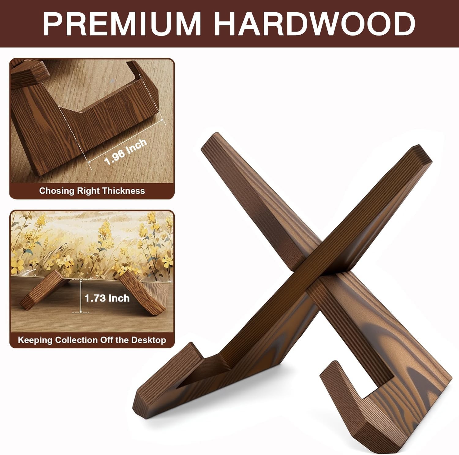 Wooden Cook Book Stand Plate Stand 6.5 In Book Stand Kitchen Counter Bible Stand