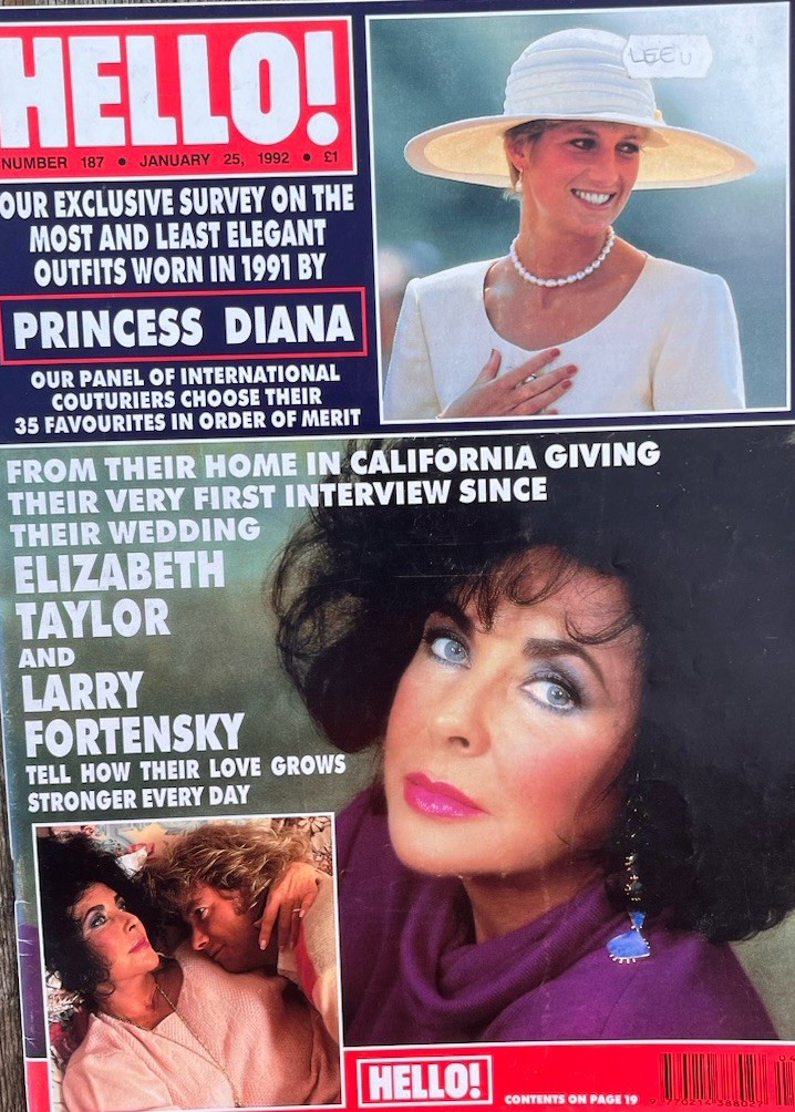 Hello! Magazine Jan 1992 Elizabeth Taylor Larry Fortensky Princess Diana Outfits