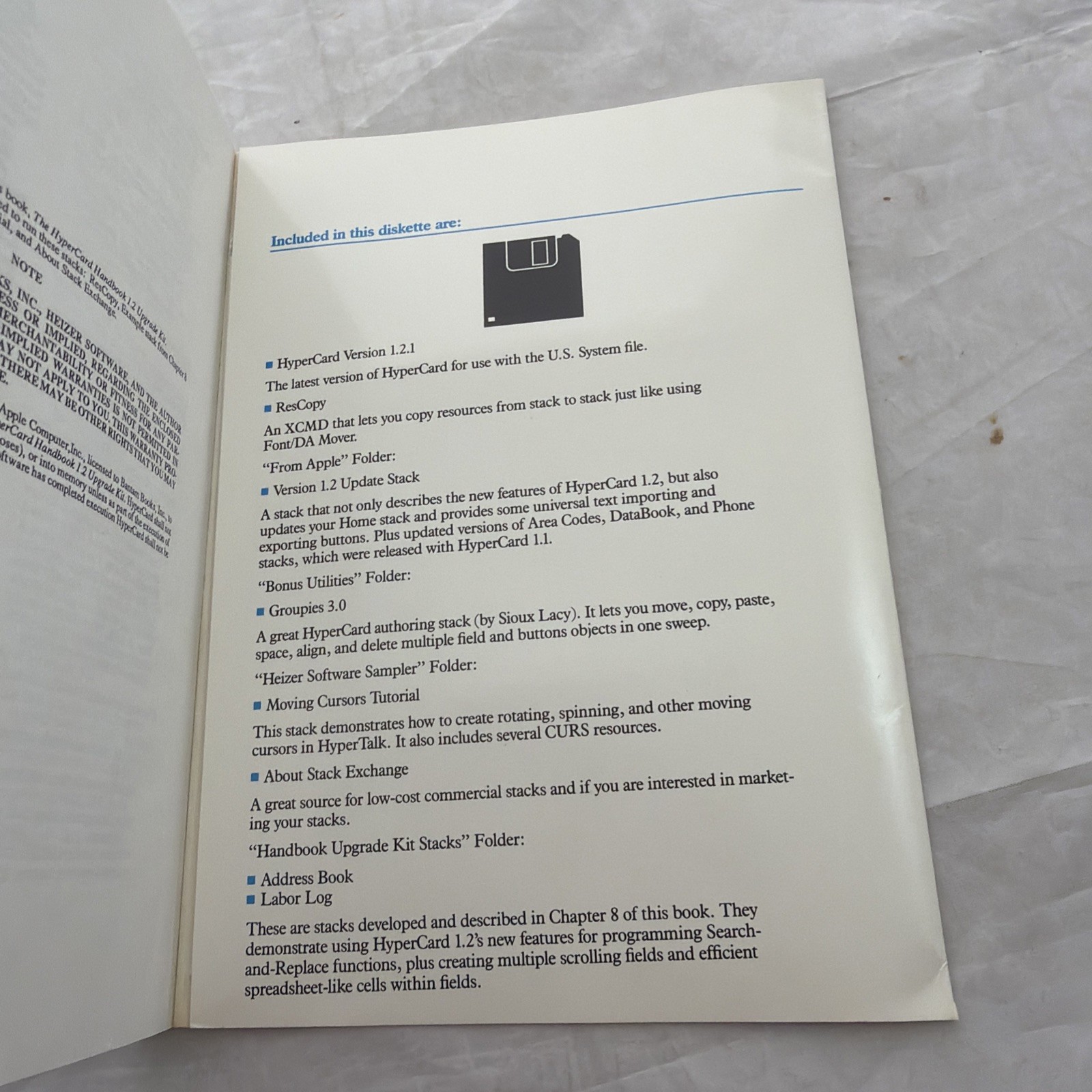 The HyperCard Handbook 1.2 Upgrade Kit