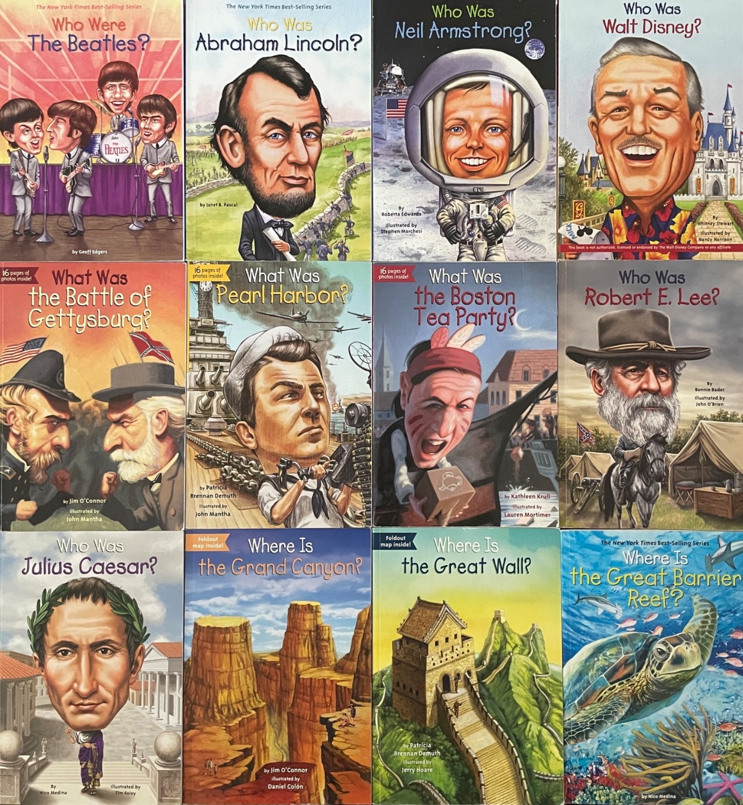 LOT OF 12 « WHO/WHAT/WHERE? » BIOGRAPHY/HISTORY FOR KIDS CHAPTER BOOKS