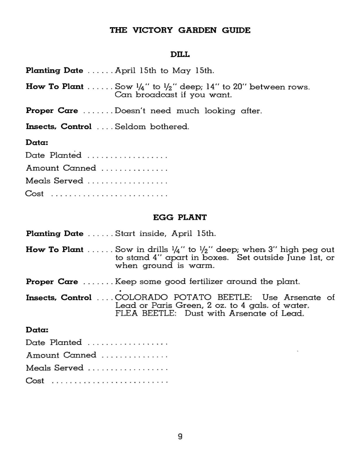 1944 The Victory Garden Guide 27 Page