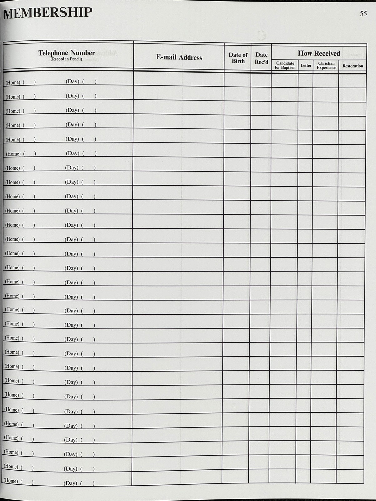 2020 Boyd&rsquo;s Church Record and Roll Book. With Cross Reference. HC LN
