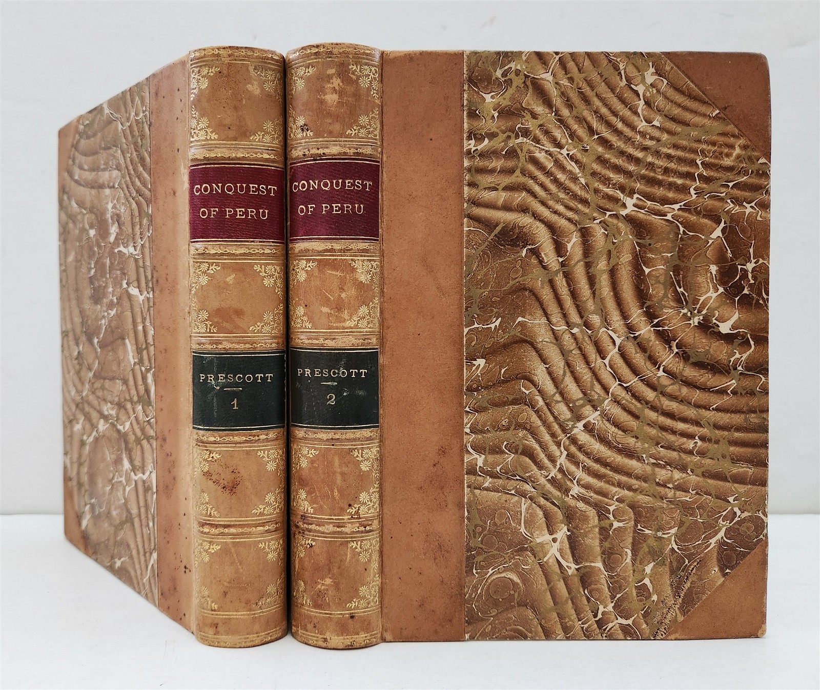 c1890 antique HISTORY of the CONQUEST of PERU WH Prescott 2 Volumes Illustrated