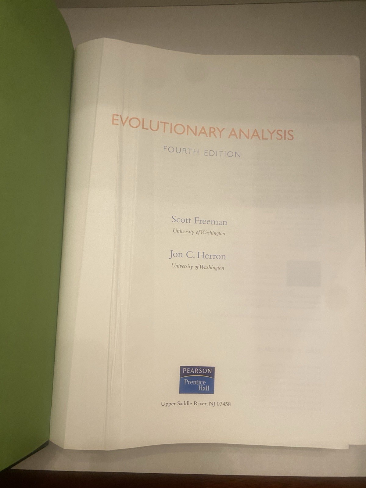 Evolutionary Analysis Fourth Edition Hardback Textbook Condition No Marks Return