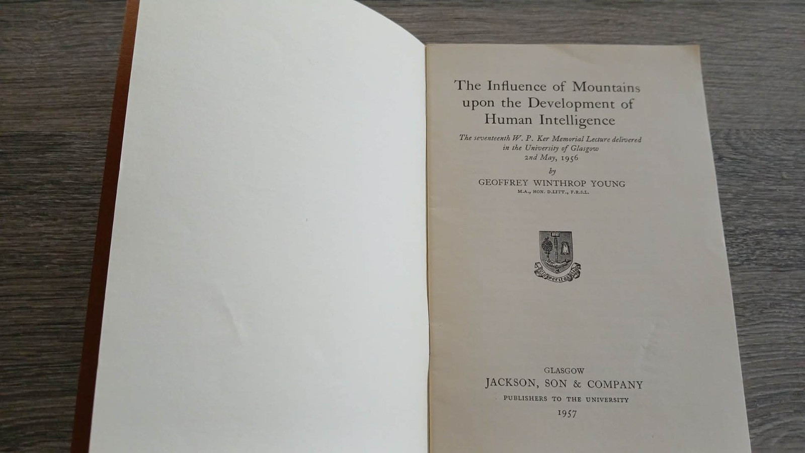 Rare Geoffrey Winthrop Young lecture Climbing mountaineering text. VG 1st Alps