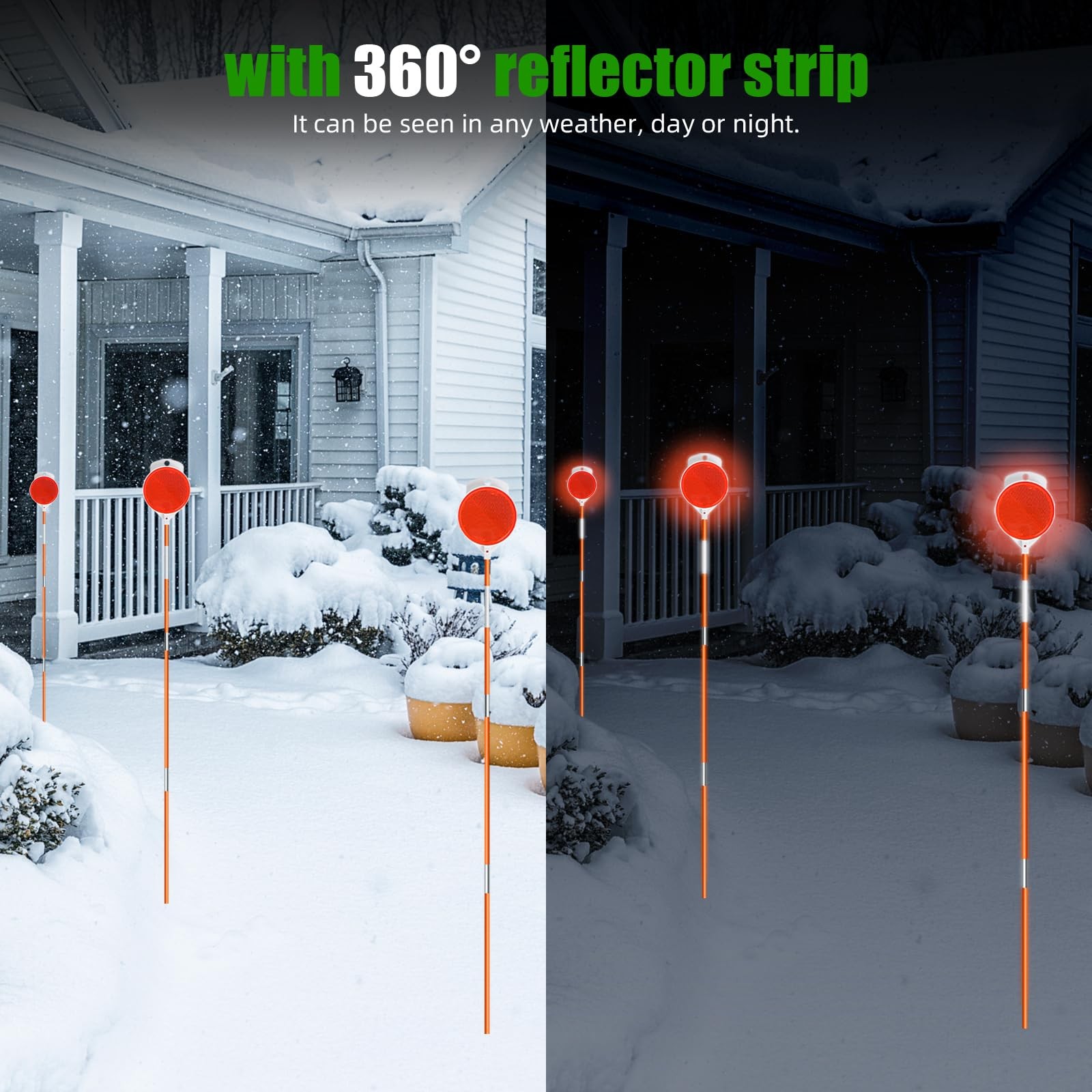 10Pcs Reflective Driveway Markers 48in Reflective for Driveway on Poles Orange