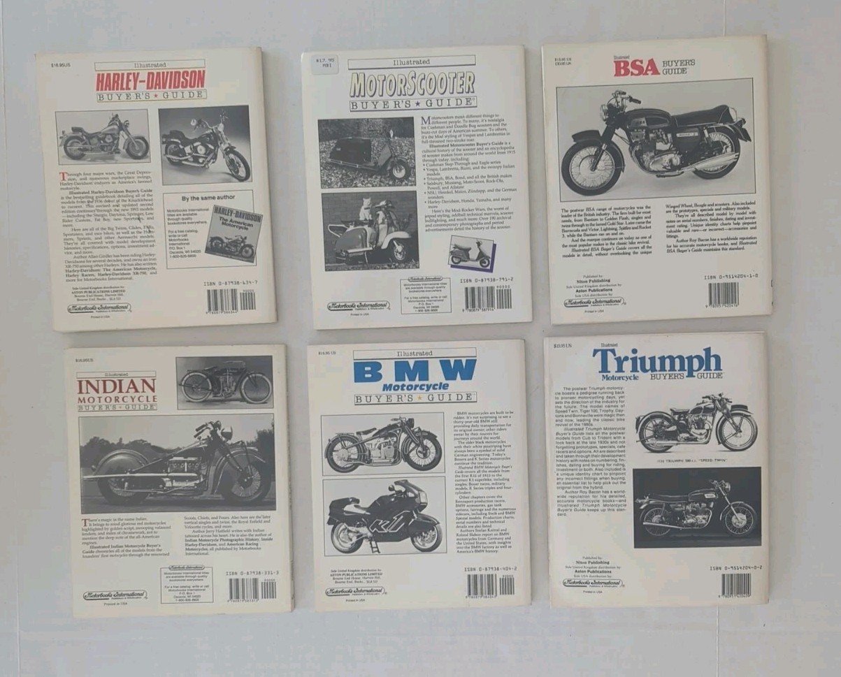 Lot Of 6 Illustrated Buyer&rsquo;s Guide Harley Indian MotorScooter BMW BSA Triumph