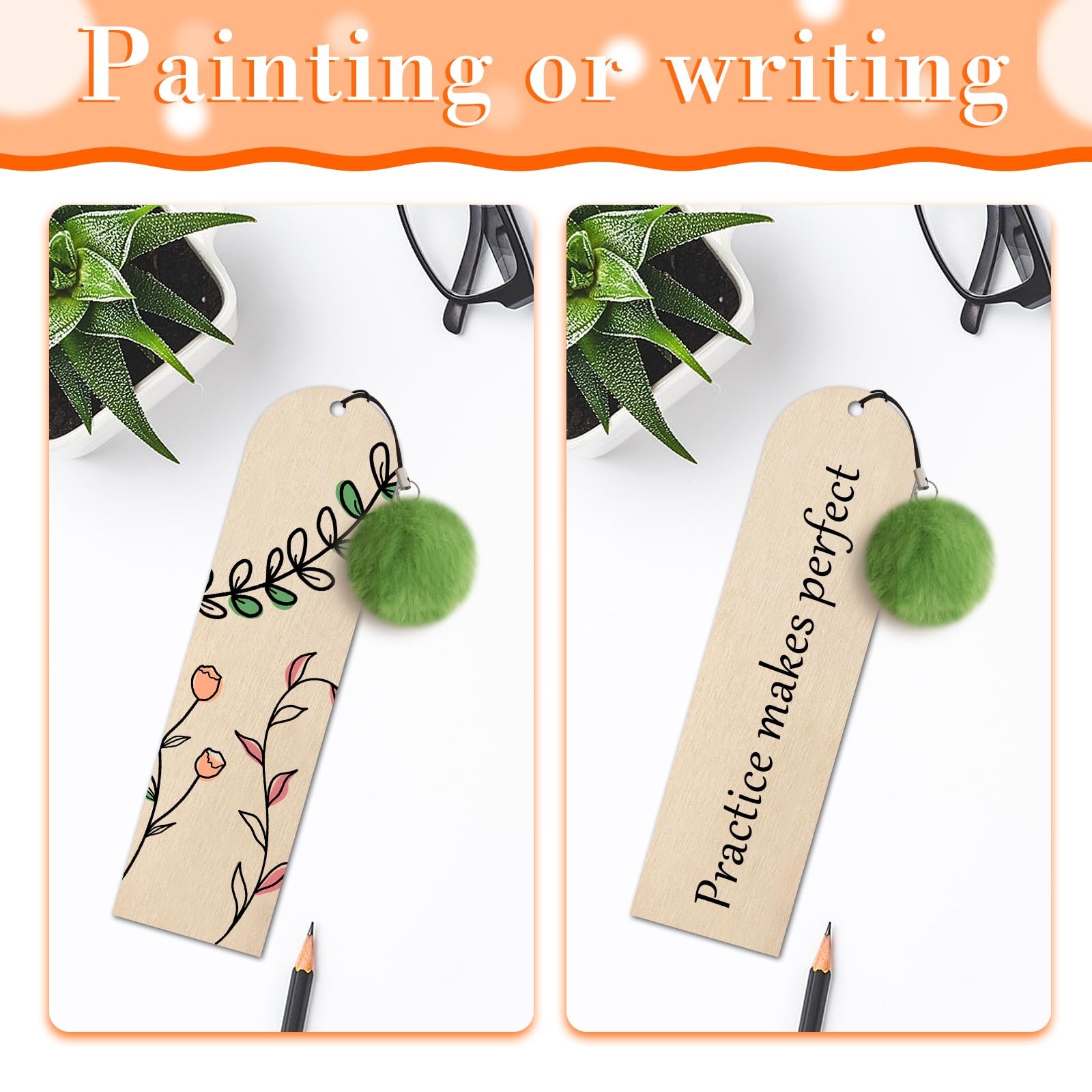 SBYURE 30 Pcs Wooden Bookmark,5.7×1.5 in Blank Bookmarks to Decorate Wood