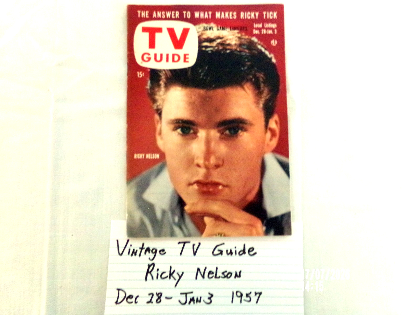 VINTAGE TV GUIDE-RICKY NELSON-DEC.28-JAN.3, 1957. # 46