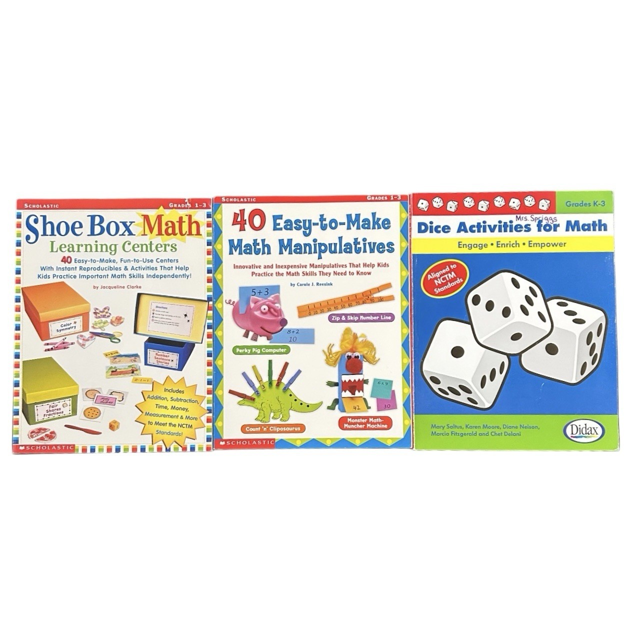 Scholastic Professional Books Lot Grades 1-3 Shoe Box Math Learning Centers X 3