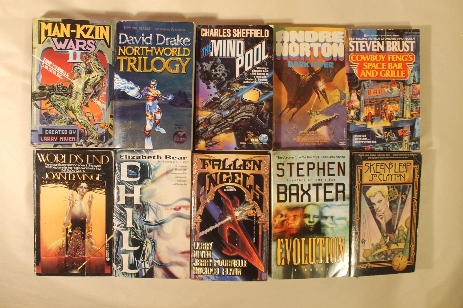 Lot of 10 Science Fiction Books – Baxter, Niven, Drake, Bear, Vinge, Norton