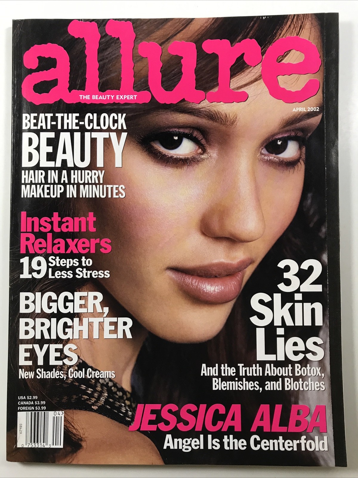 ALLURE magazine-April 2002 Fashion makeup hair Cover Jessica Alba